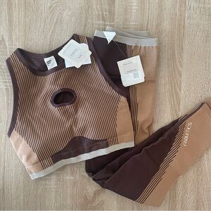 Fabletics Brown and Beige Workout Set